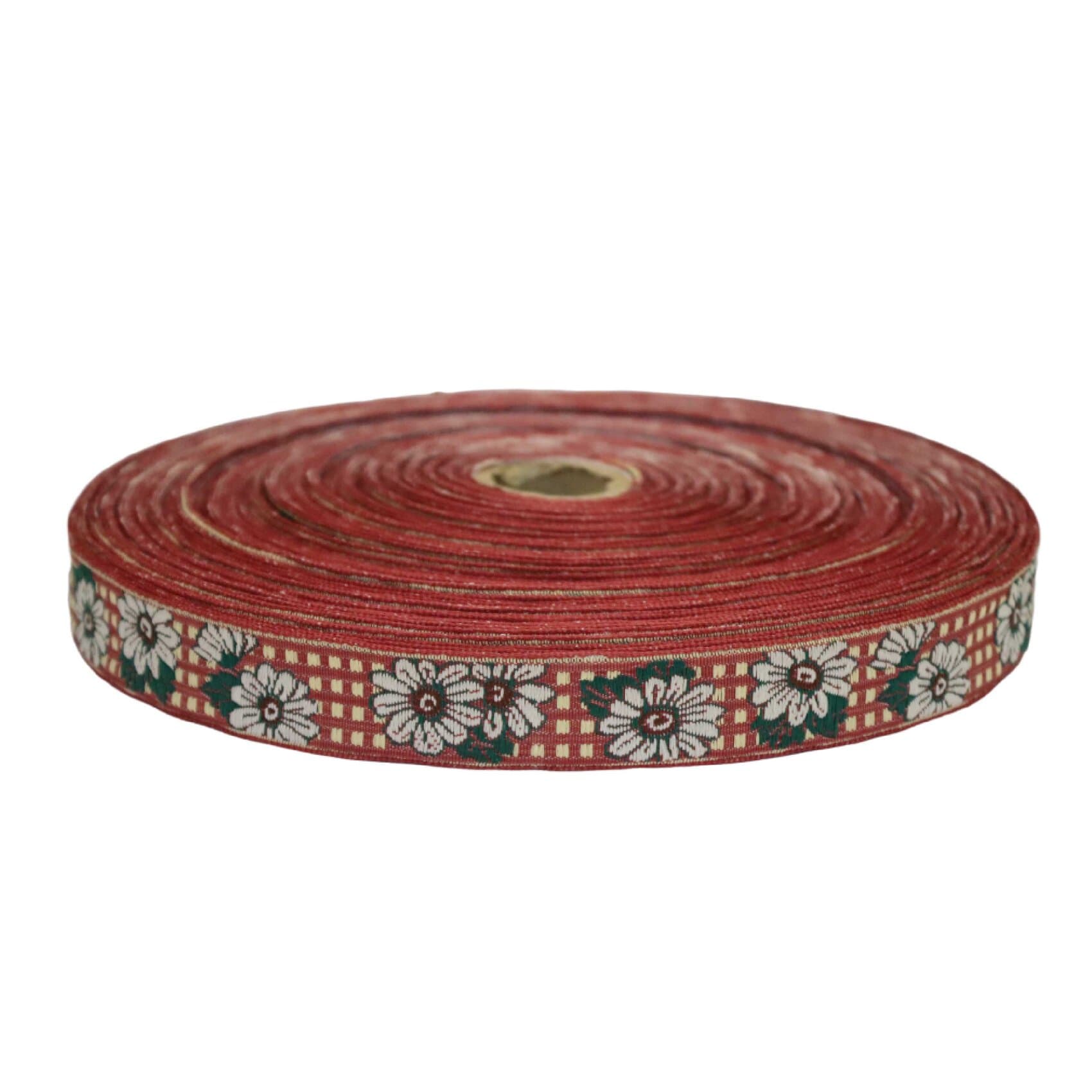 Лента отделочн. жаккард. арт. 1852 рис. 8953 шир. 22 мм бордово/белый (уп. 50 м)