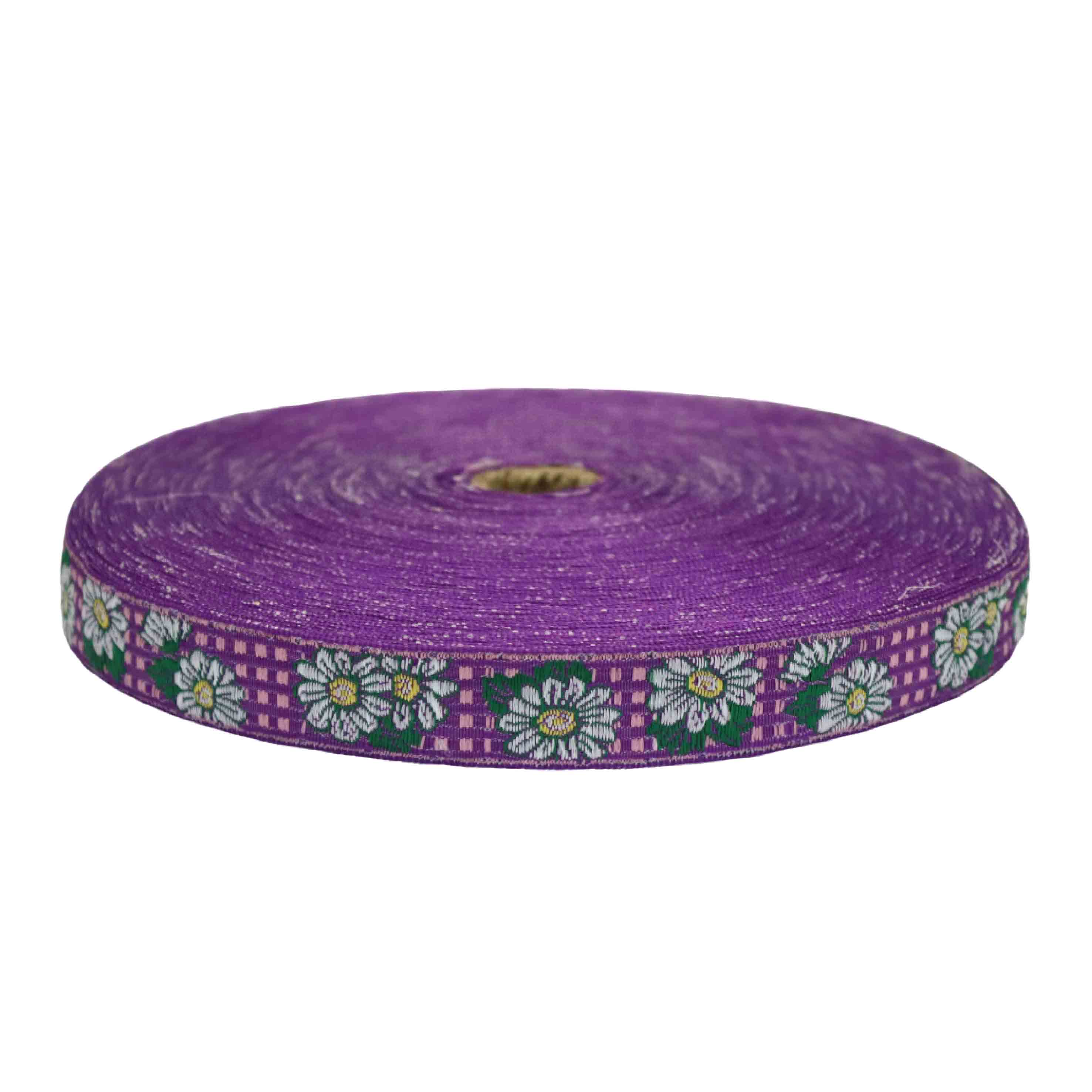 Лента отделочн. жаккард. арт. 1852 рис. 8953 шир. 22 мм сиренево/белый (уп. 50 м)