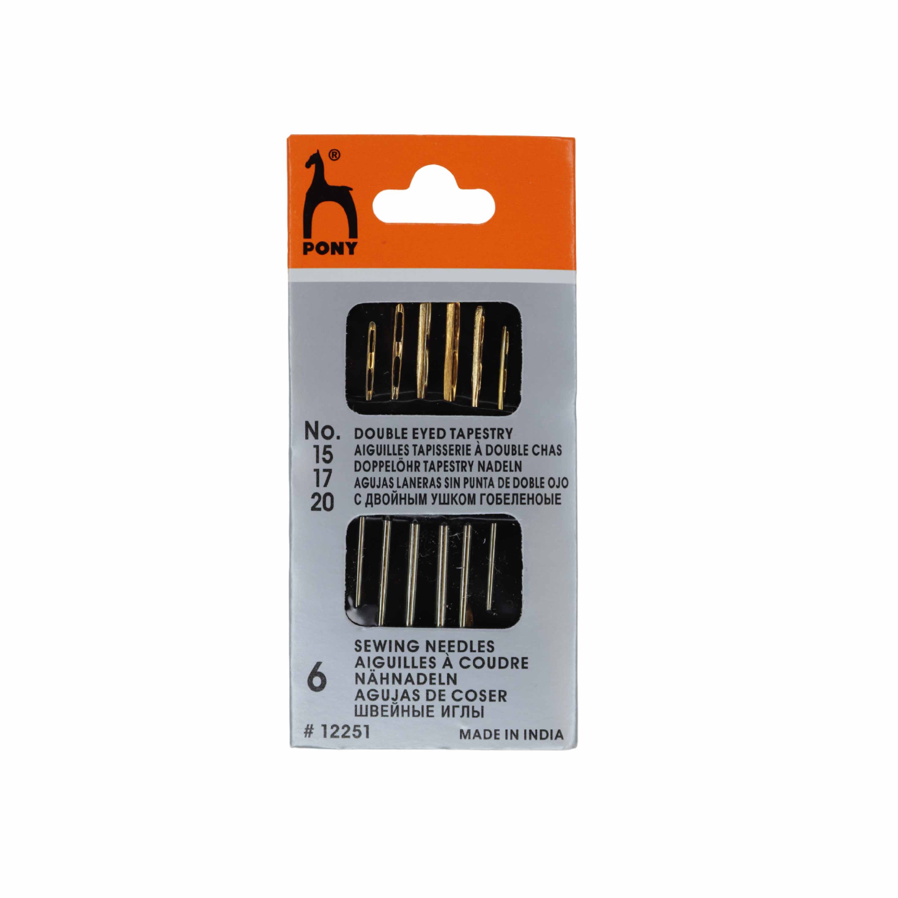12251 Иглы для гобелен. и трик.тканей PONY дв-е ушко (6игл,дл.:44-55мм, диам.:1,09-1,83мм,1уп-5 пл.)