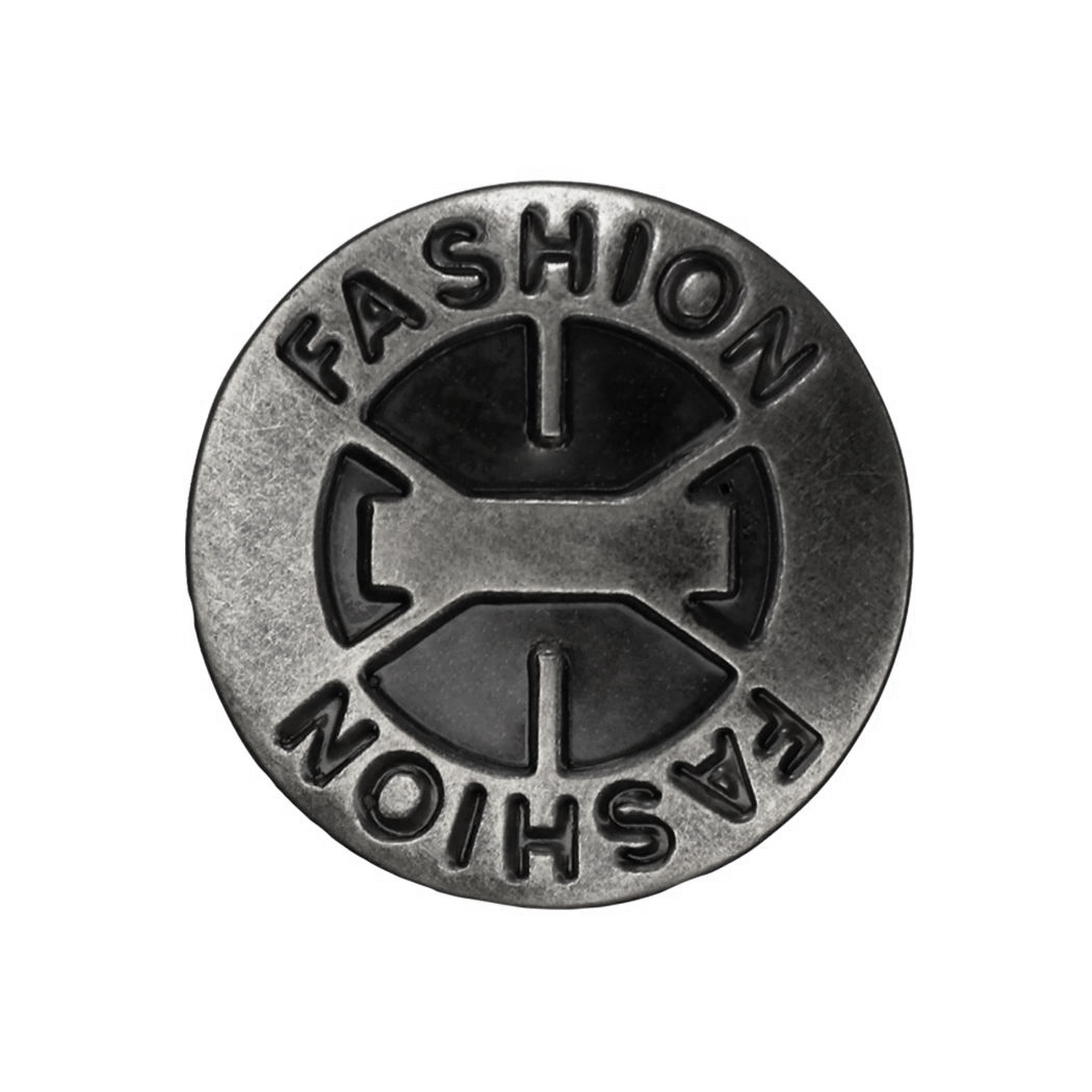Кнопки-пуговицы джинсовые (уп. 100 шт.) диам. 20 мм FAHSION FASHION, в центре узор т.никель