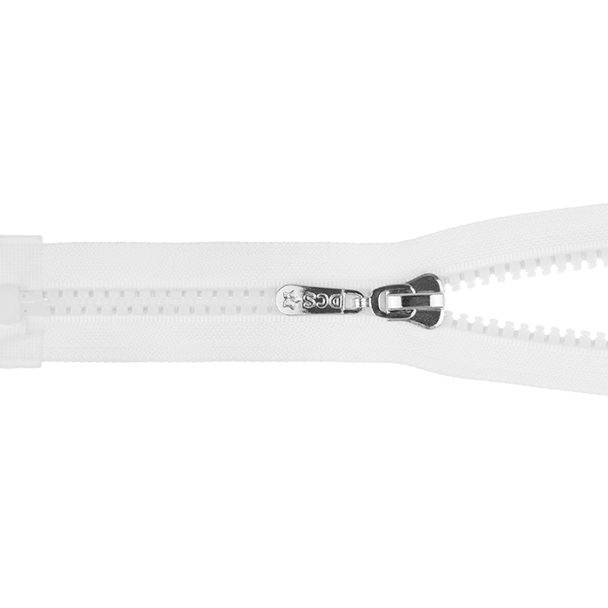 Молния "трактор" тип 8 1 замок 55 см № 001 ДС белый (слайдер-никель)