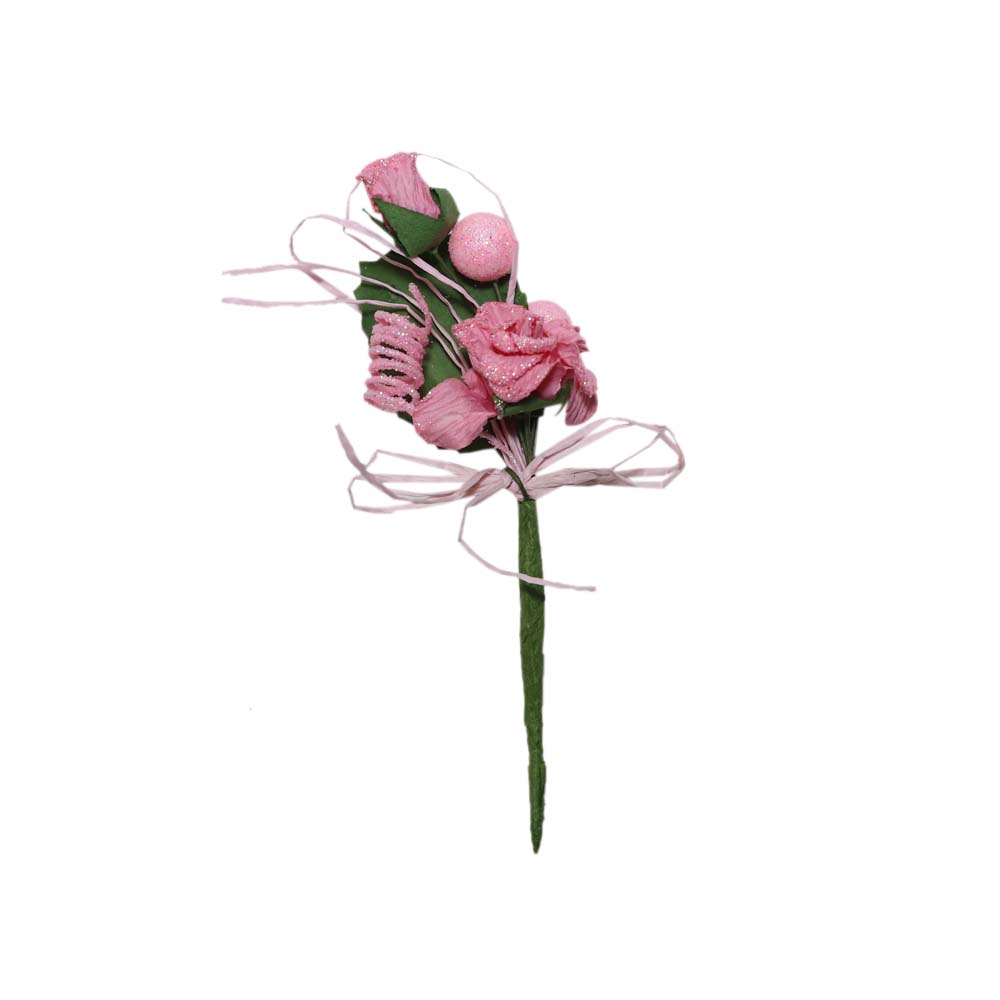 Букетик арт 15-105  Розочка с блеском (уп. 12 шт) 5х9 см розовый