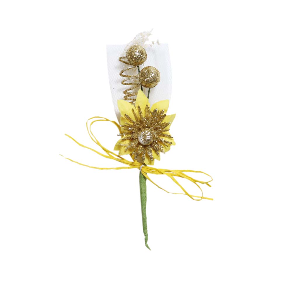 Букетик арт 15-063  Хризантема с блеском (уп. 12 шт) 5х9 см желтый
