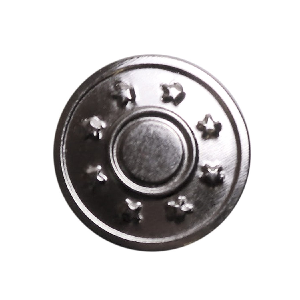 Кнопки - пуговицы джинсовые (уп 100 шт.) диам. 17 мм рис. 1003 никель (8 звездочек)