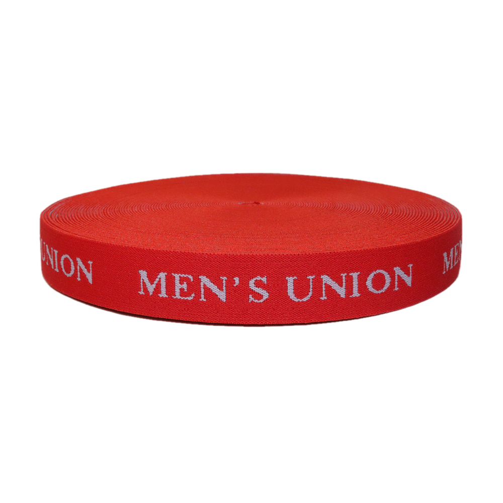 Лента эласт.для мужского белья (резинка) (уп. 25 м) шир. 28 мм &quot;MENS UNION&quot; красный/серый