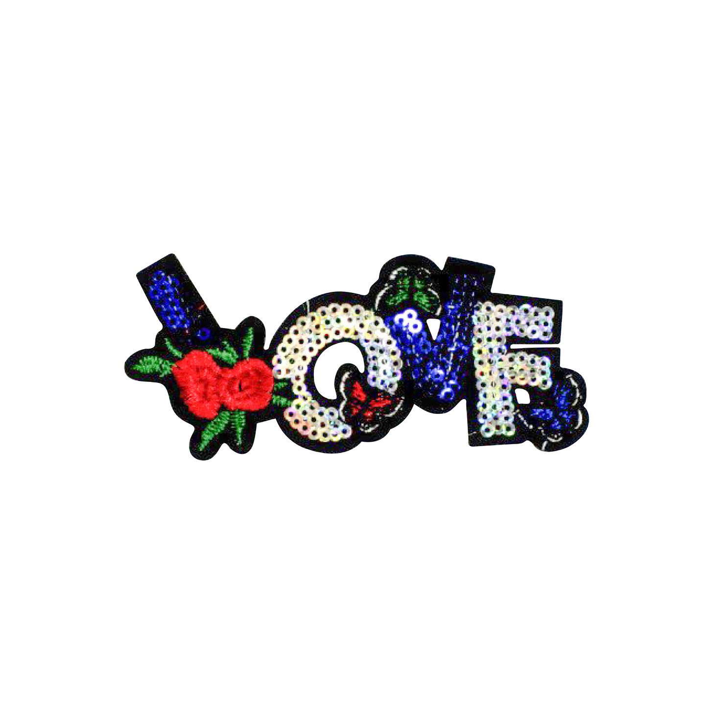 Термоаппликация с пайетками (уп.5 шт) 10,0*5,10 см &quot;LOVE&quot;