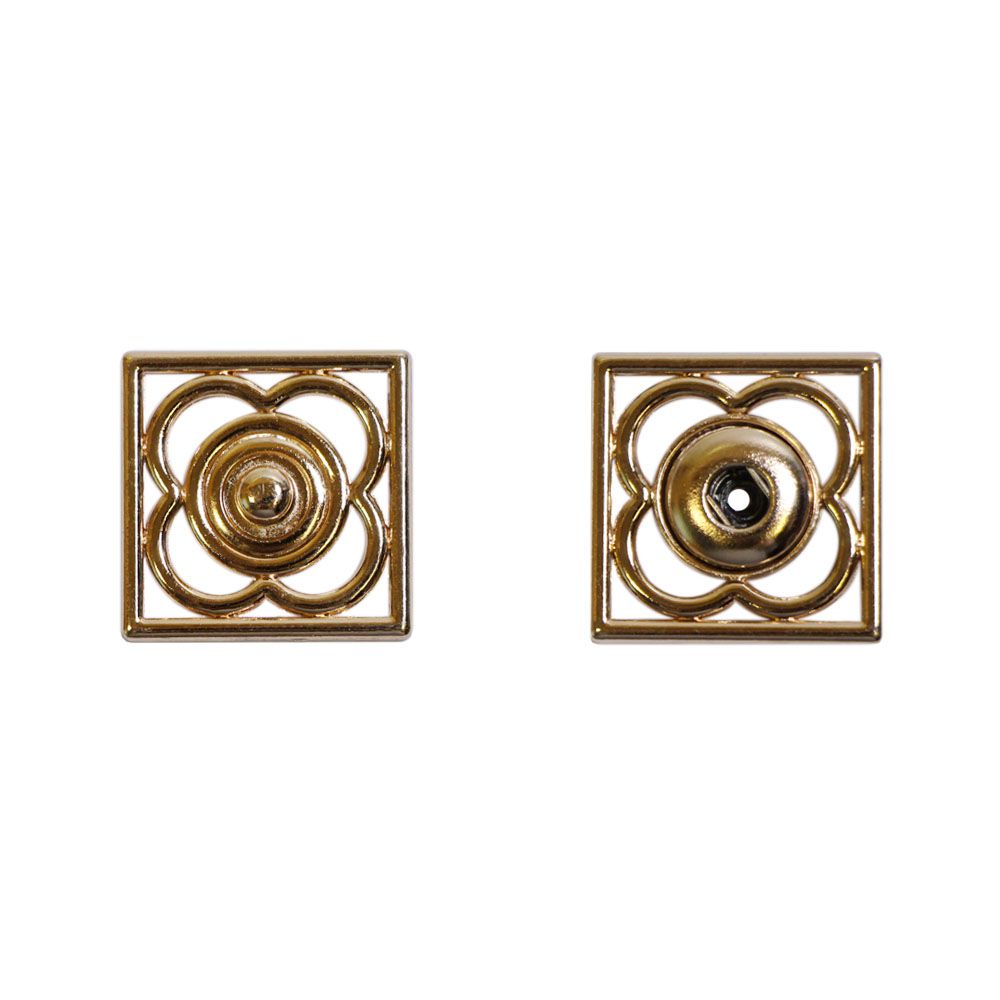 Кнопка потайная декоративная (уп. 20 шт) "Квадрат" 25 мм золото