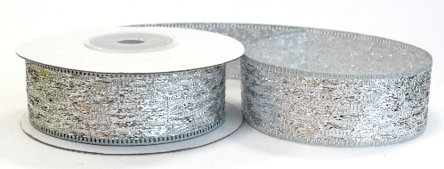 Лента декор. с люрексом (уп.10 ярд) ш.25 мм арт. LB 150-15 серебро