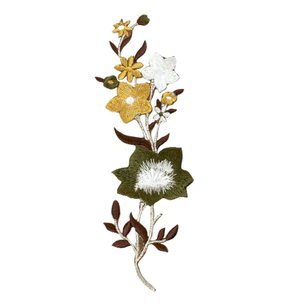 Термоаппликация (уп.10шт) А117 "Цветок большой" 9,0*26 см хаки/горчичный