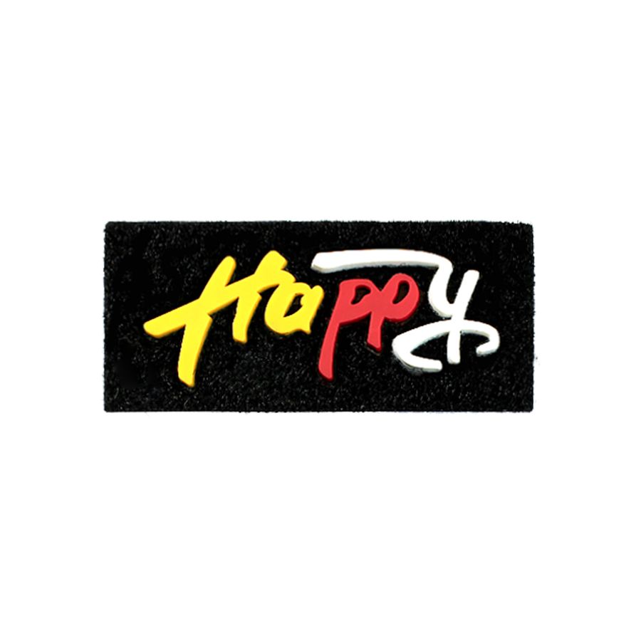 Лейбл пришивной арт.203 (уп 10шт) 73*35 мм &quot;Happy&quot; чёрный