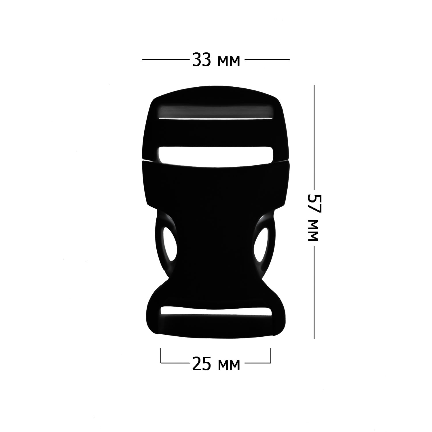 Защёлка-трезубец (фастекс) (уп.100 шт) шир. 25 мм, 33 х 57 мм, отеч. арт. 2 черный ^