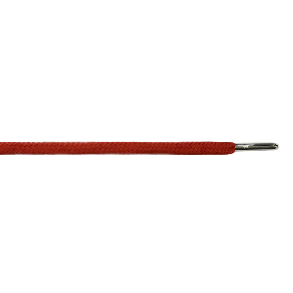 Шнурки дл.133 см красный диам.5 мм с мет.наконечником 2 см  (уп.10шт)  (005)