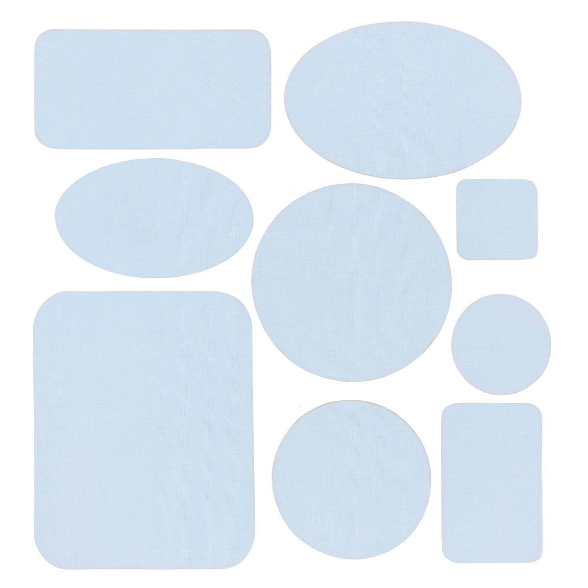 Патчи * (уп. 1 комп. х 5 листов) самокл. в листе 9 видов, под джинсу, светло-голубой