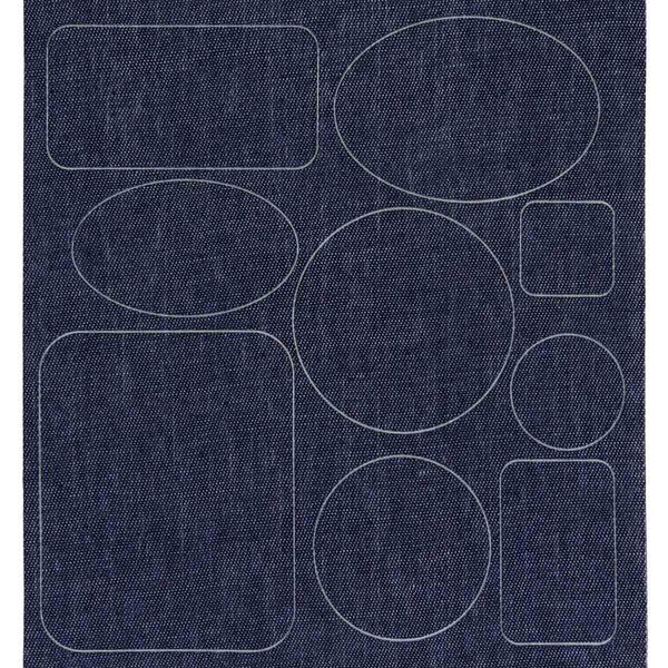 Патчи * (уп. 1 комп. х 5 листов) самокл. в листе 9 видов, под джинсу, темно-синий