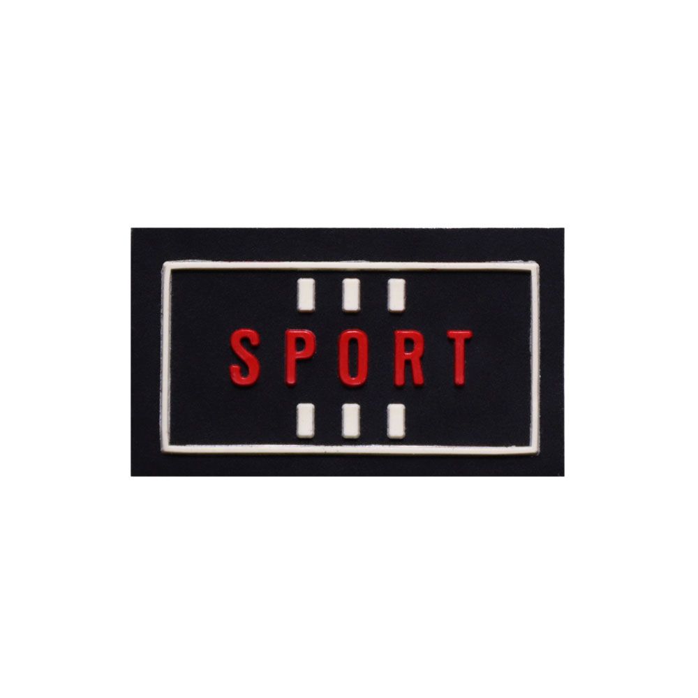 Лейбл пришивной арт.224 (уп 10шт) 35*20 мм &quot;SPORT&quot; черно/красно-айвори