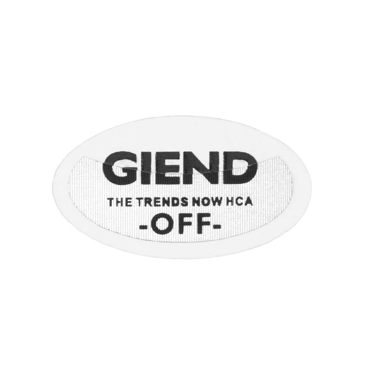 Лейбл пришивной арт.240 (уп.10шт) 45х25 мм &quot;GIEND#THE TRENDS NOW HCA#OFF&quot;