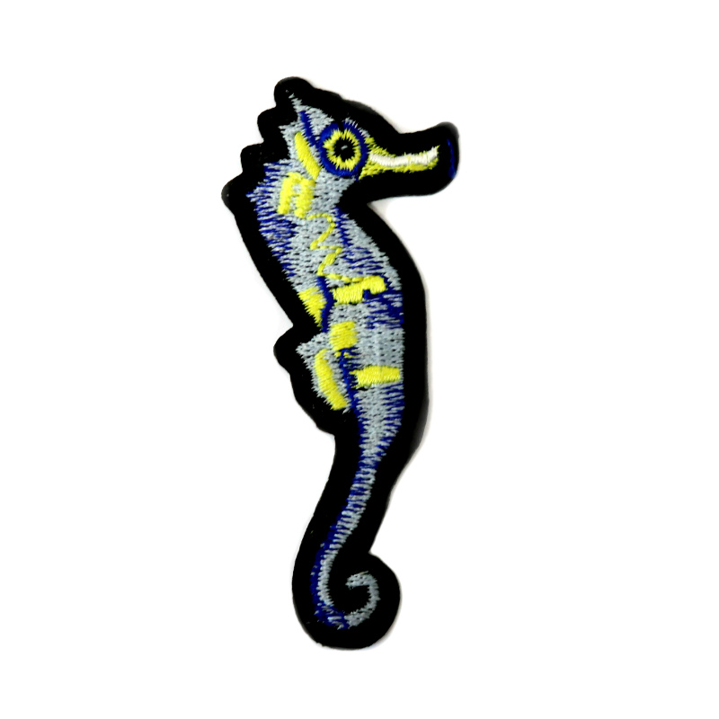 Термоаппликация (уп.10шт) арт. 40166-R2217 35х90 мм "Морской конек" синий