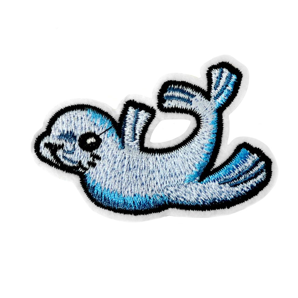 Термоаппликация (уп.10шт) арт. 40192-1/60х40 мм "Морской котик" голубой