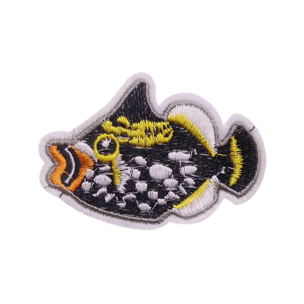 Термоаппликация (уп.10шт) арт. 40192-4/60х38 мм "Рыбка" черно-желтый