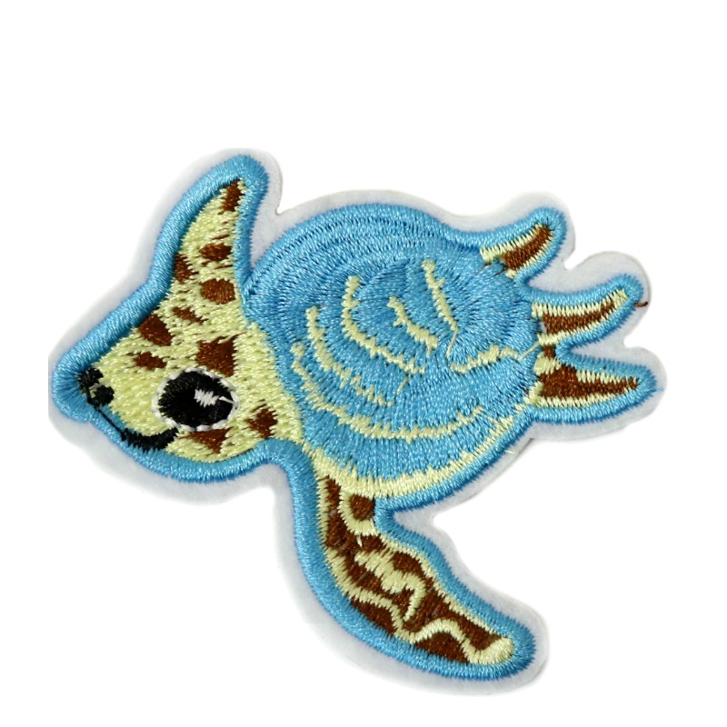 Термоаппликация (уп.10шт) арт. 40192-5/60х55 мм "Морская черепаха" бежево-голубой