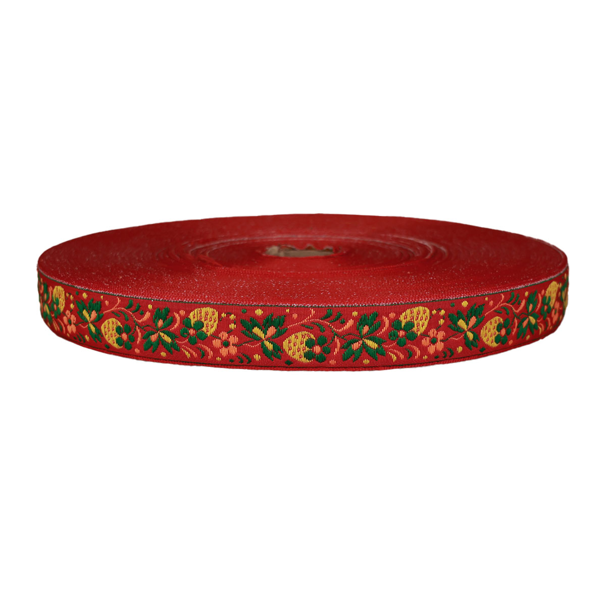 Лента отделочн. жаккард. арт. 1852 рис. 9437 шир. 22 мм красно/зеленый (уп. 50 м)