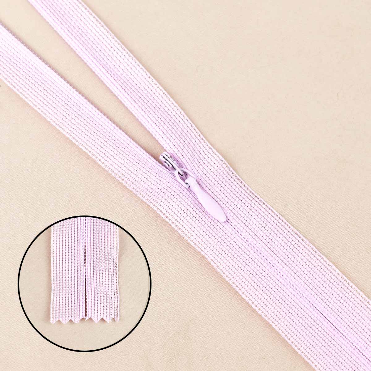 Молния "потайная" тип 0 20 см н/р (уп. 50 шт) № 190 ДС светло-сиреневый