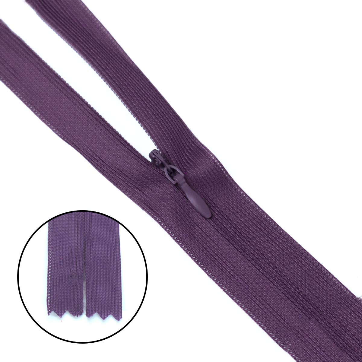 Молния "потайная" тип 0 20 см н/р (уп. 50 шт) № 204 ДС баклажановый