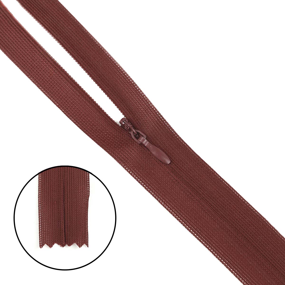 Молния "потайная" тип 0 20 см н/р (уп. 50 шт) № 244 ДС бордово-коричневый