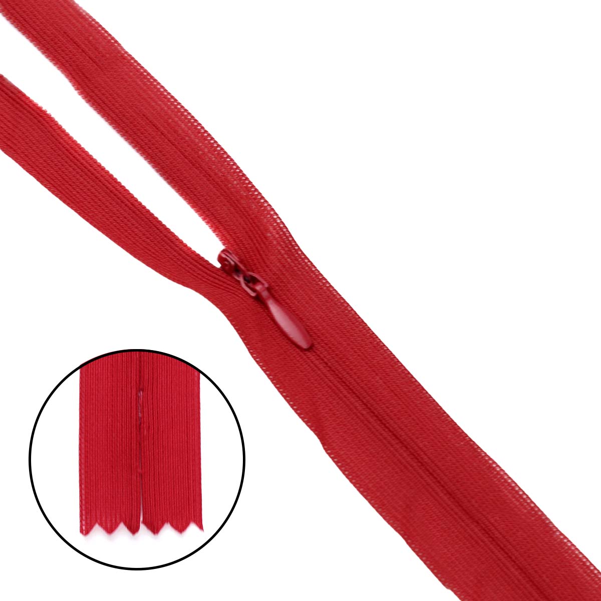Молния "потайная" тип 0 20 см н/р (уп. 50 шт) № 259 ДС красный