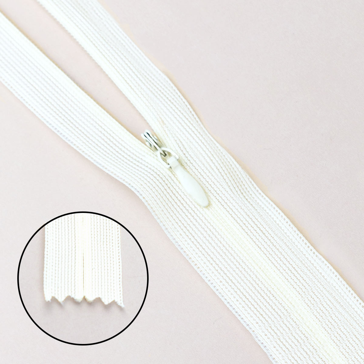 Молния "потайная" тип 0 50 см н/р (уп. 50 шт) № 017 ДС айвори