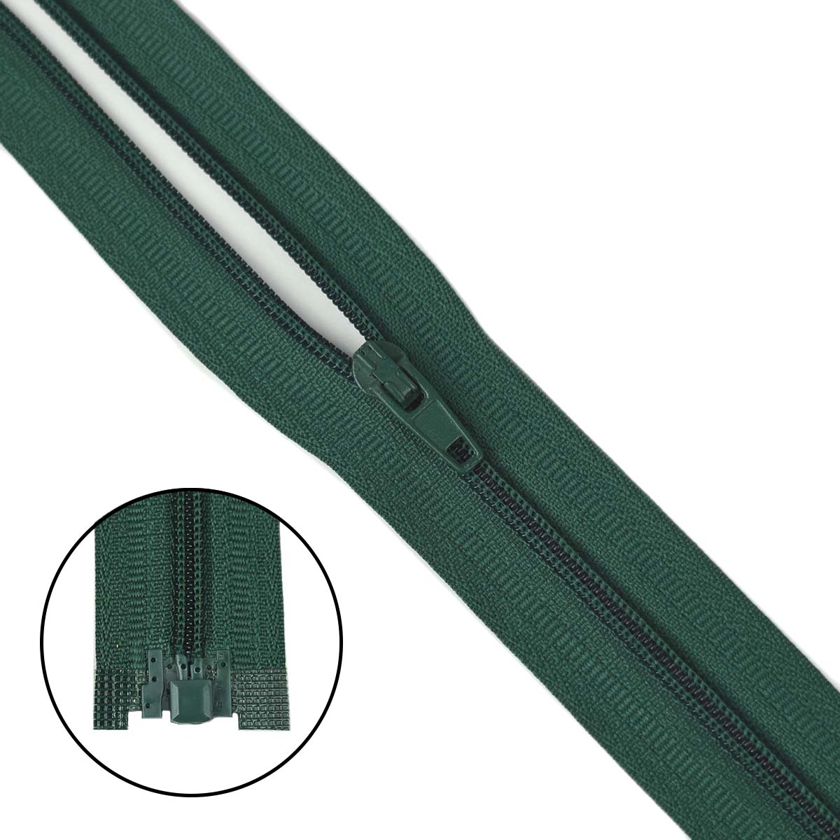 Спираль тип - 3 разъемная  х/б 25 см  № 102 ДС темно-зеленый