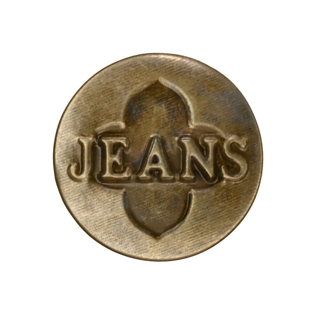 Кнопки - пуговицы джинсовые (уп 100 шт.) диам. 17 мм латунь &quot;Jeans на фоне 4-х листника