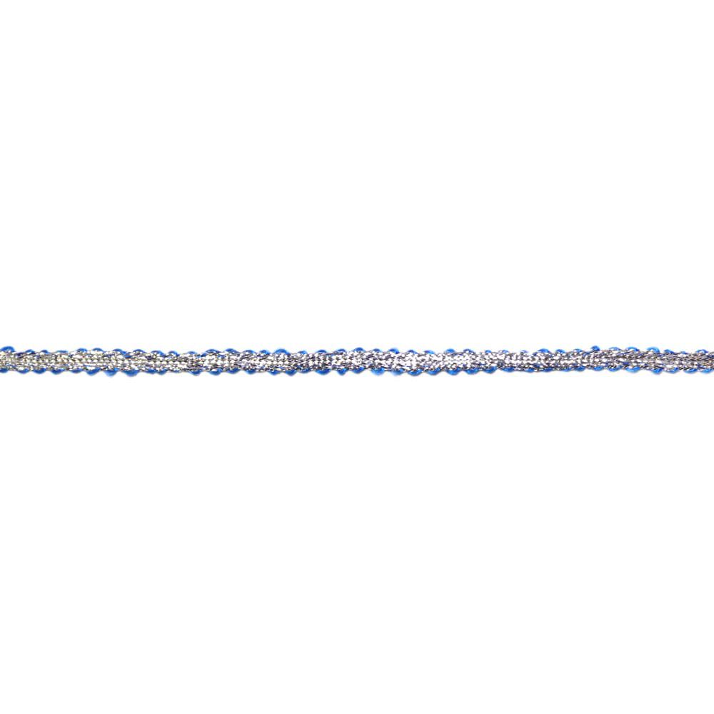 Тесьма отделочная плетеная арт. 2140 голубой с серебром (уп. 50 м)  шир. 4 мм