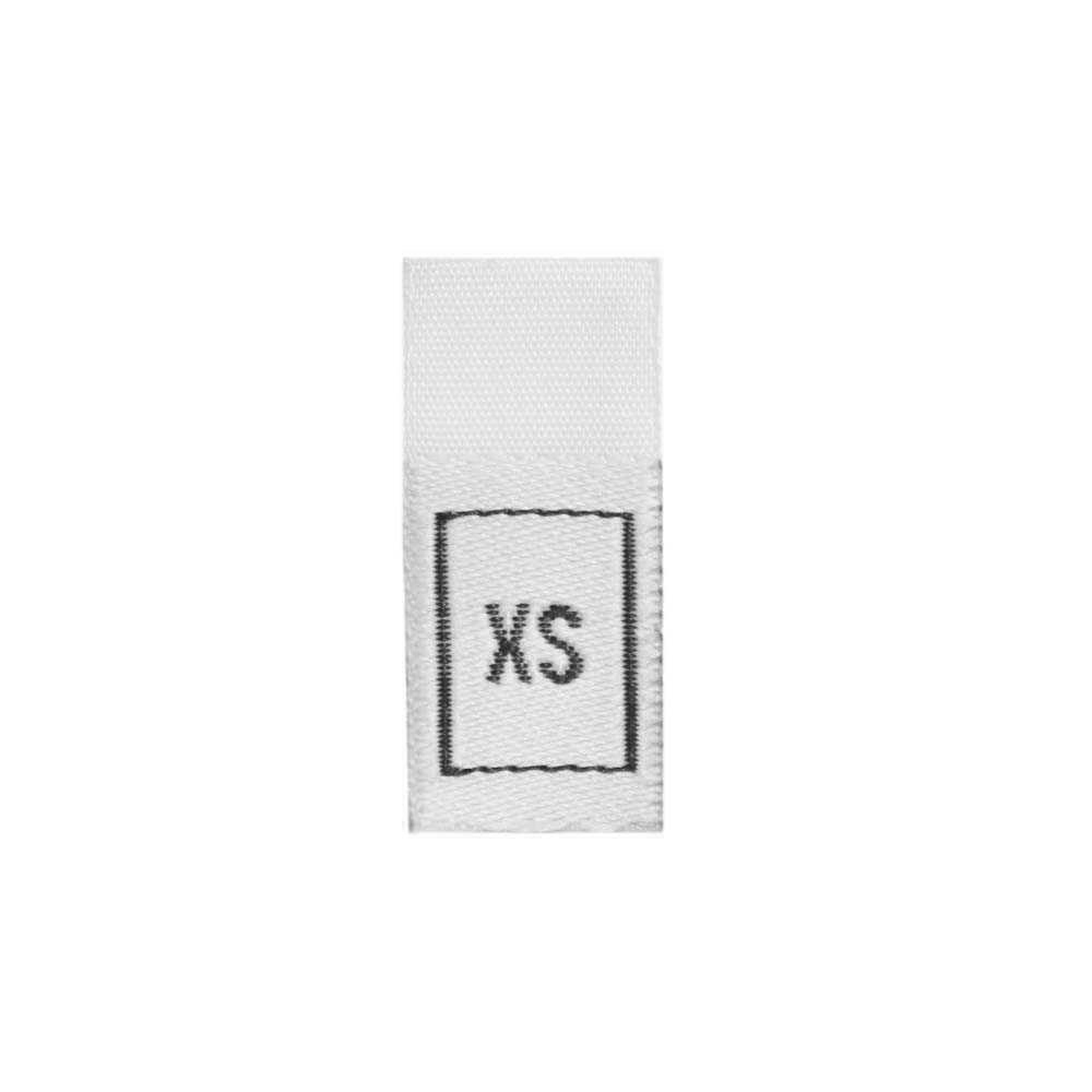 Метки размера тканые отеч. (уп. 100 шт.) чёрные на белом фоне размер XS