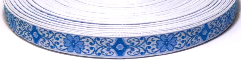Лента отделочн. жаккард. арт. 1851 рис. 8756 шир. 18 мм бело/голубой (уп. 50 м)
