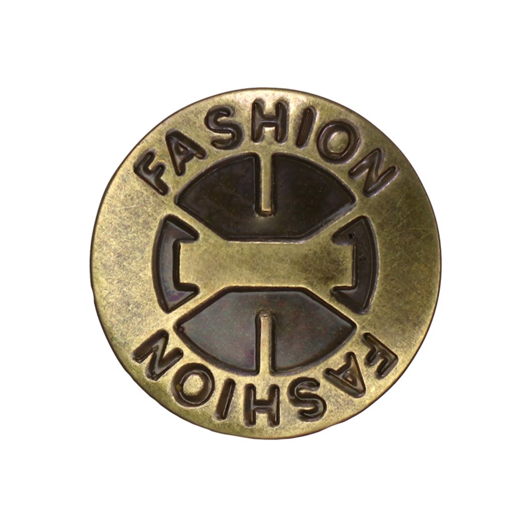 Кнопки-пуговицы джинсовые (уп. 100 шт.) диам. 20 мм FAHSION FASHION, в центре узор латунь