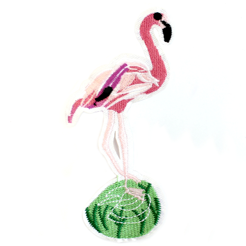 Термоаппликация (уп. 10 шт) 145х65 мм "Фламинго на лужайке"