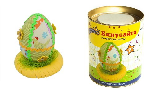ЯЦК-02 Набор для творчества кинусайга (пэчворк без иглы)  3D &quot;Декоративное яйцо&quot; 10х7 см  (уп. 1 шт)