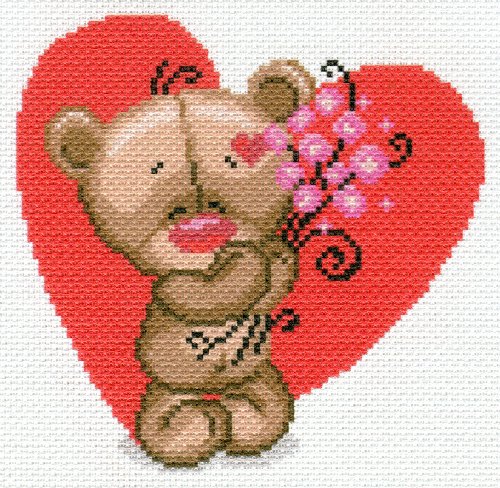 Рисунок на канве   арт. 1728-1 (28/37) &quot;Мишуткина любовь&quot; - РАСПРОДАЖА