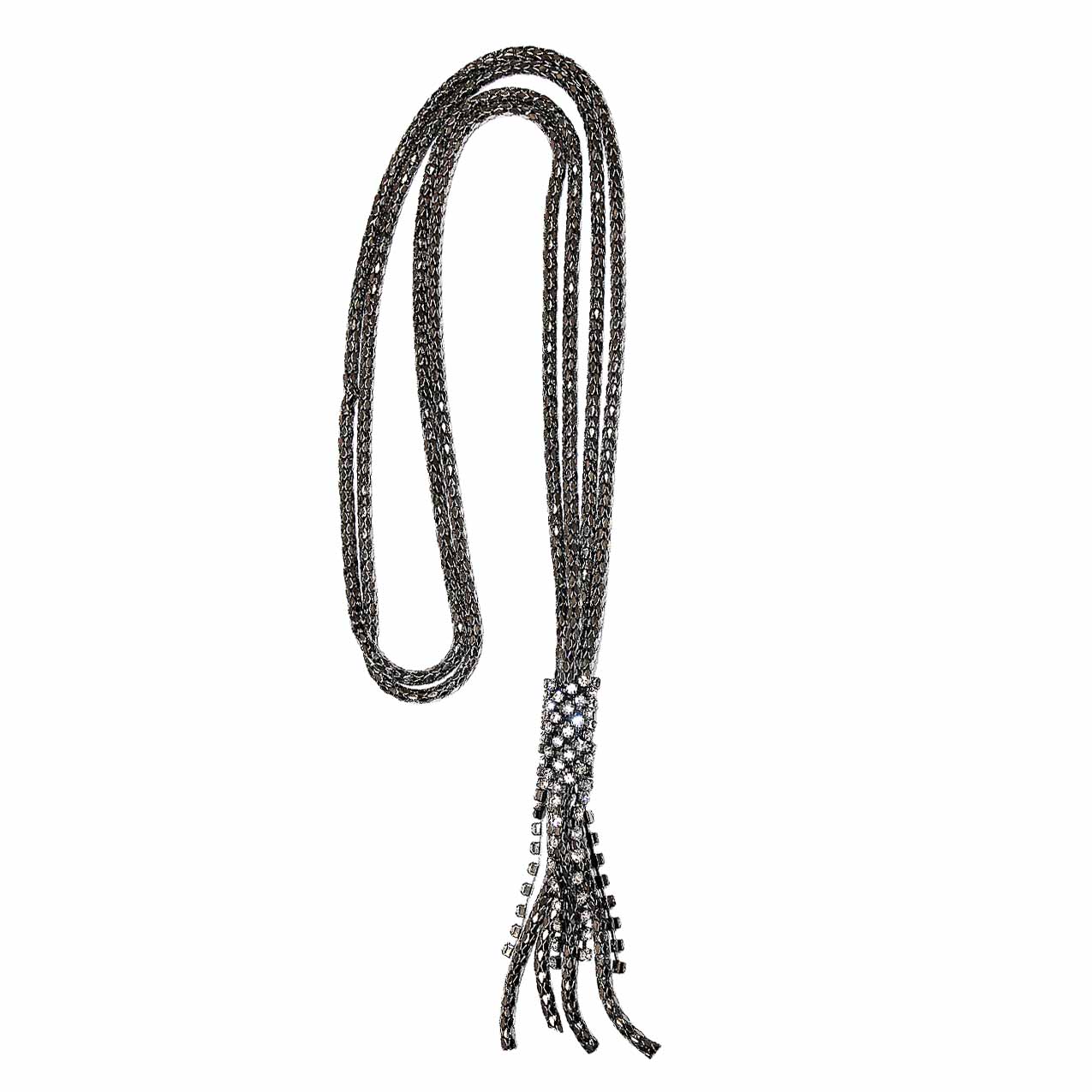 Колье № 806 (длина: 95 мм, кулон со стразами, 2 х 4 см, черный металл, стразы, уп. - 1 шт)