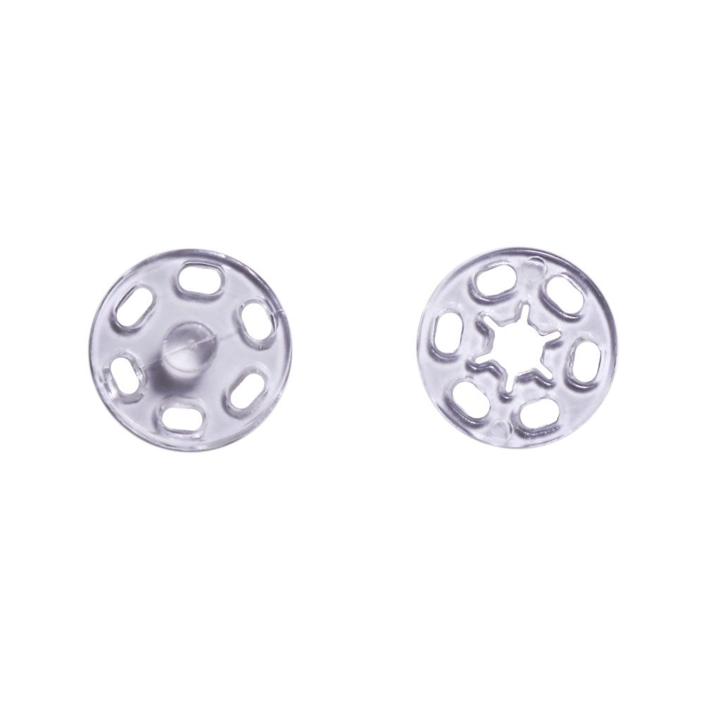 Кнопка потайная пластмасс. пришивная (нейлон) (уп. 1000 шт.) диам. 15 мм прозрачный