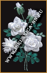 Набор для рукоделия &quot;Белоснежные розы&quot; арт. Л-25 14х22 (вышивка ленточками)
