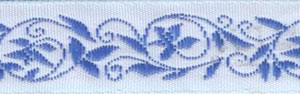 Лента отделочн. жаккард. арт. 1851 рис. 7601 шир. 18 мм бело/голубой (уп. 50 м)