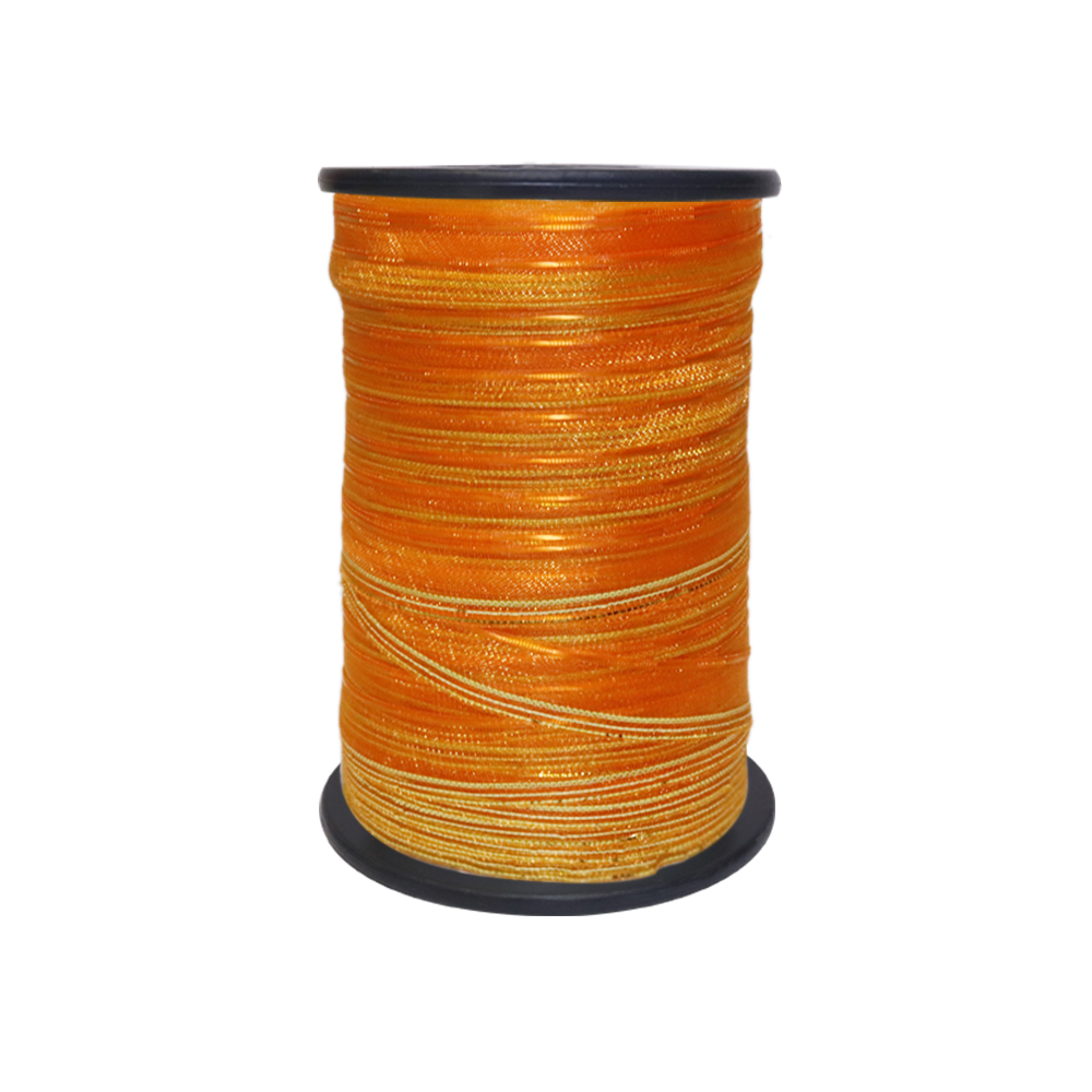 Лента капроновая с нитью для сборки в бант арт. 3561 № 010 ДС оранжевый шир. 10 мм (уп. 100 м)