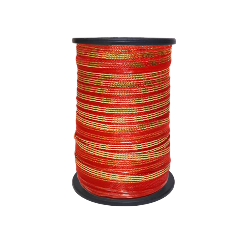 Лента капроновая с нитью для сборки в бант арт. 3561 № 257 ДС красный шир. 10 мм (уп. 100 м)