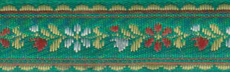 Лента отделочн. жаккард. арт. 1851 рис. 8148 шир. 18 мм зелено/красный (уп. 50 м)