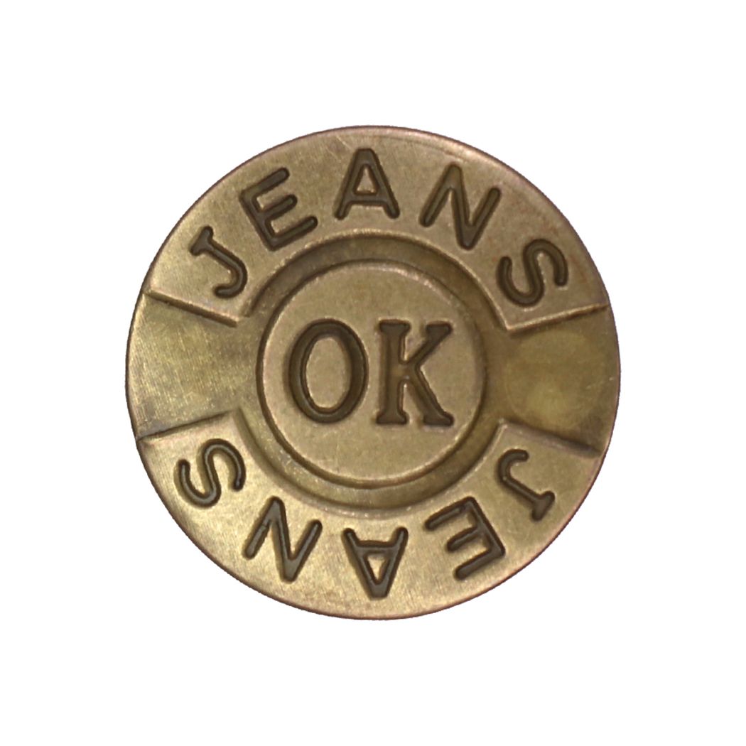 Кнопки-пуговицы джинсовые (уп. 100 шт.) диам. 20 мм арт. 76 &quot;JEANS ОК JEANS&quot; латунь