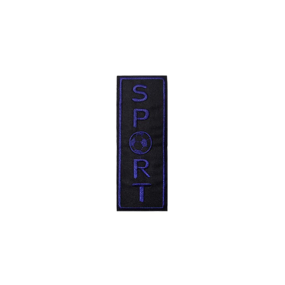 Лейбл (уп.10шт ) прямоугольник вертикальный &quot;SPORT&quot; 5,4х15 см черный/василек