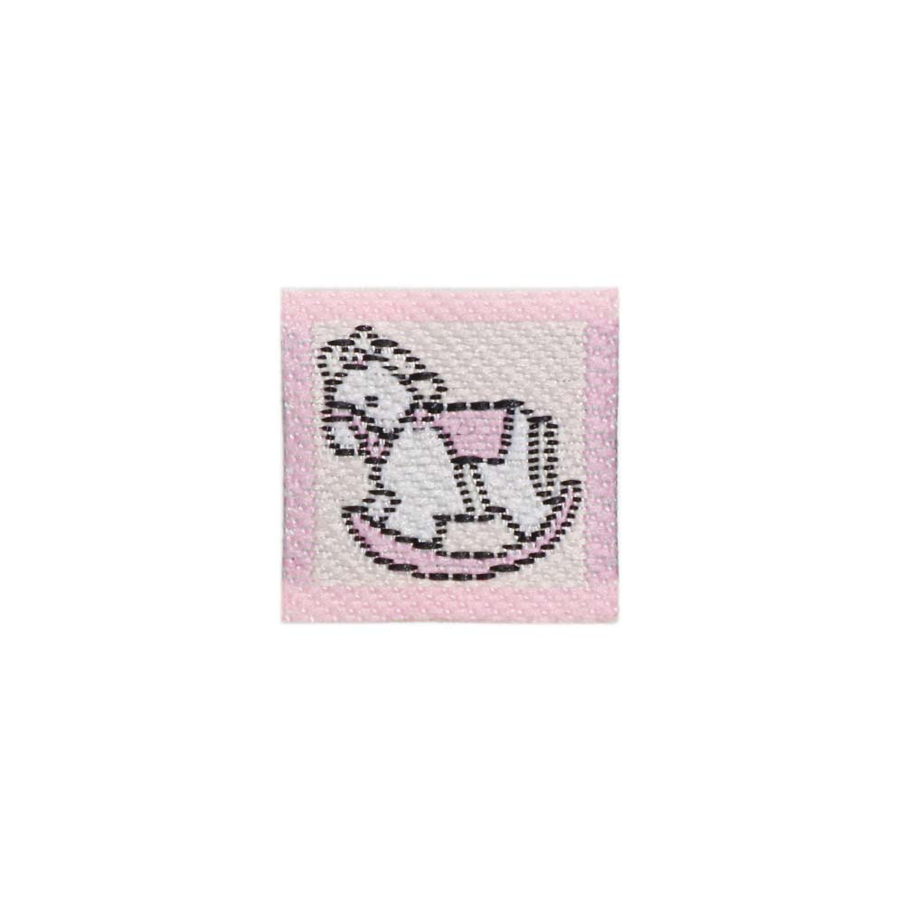 Нашивка детская (уп. 50 шт) (20х20 мм) лошадка, розово-молочный