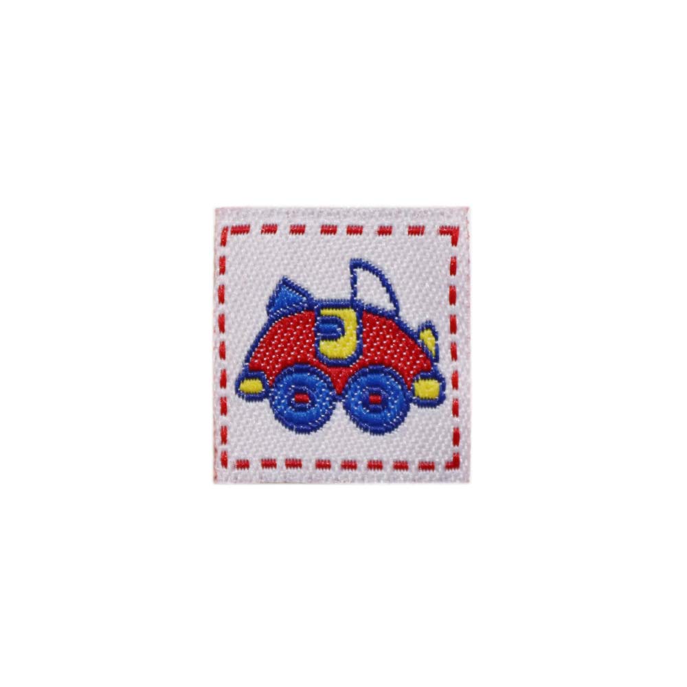 Нашивка детская (уп. 50 шт) К68633А (25х25 мм) машинка красный